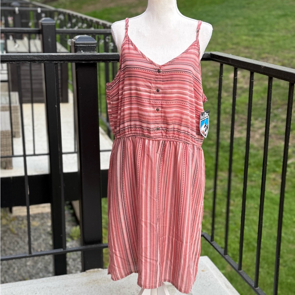 NWT KUHL Women’s Lucie Dress Peony Striped Pink Blue Size XL